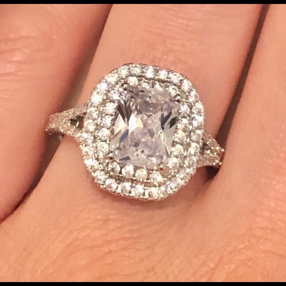 925 Stamped Sterling Silver Diamond Engagement Ring - Picture 9 of 9